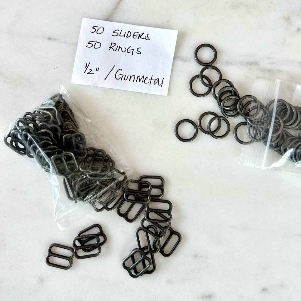 100 pcs_Quality Metal Ring & Sliders _ Gunmetal